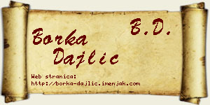 Borka Dajlić vizit kartica
